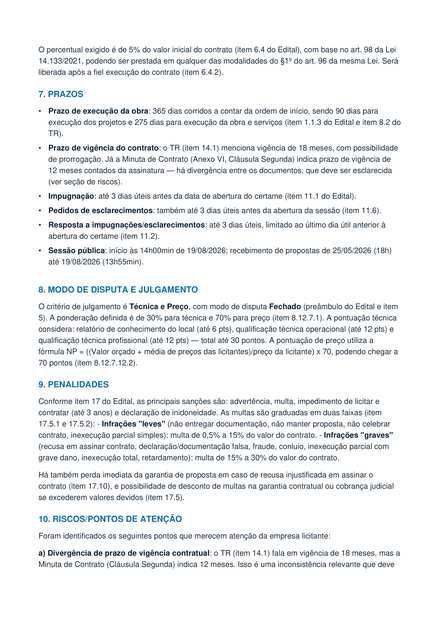 Página do parecer: prazos, penalidades e riscos